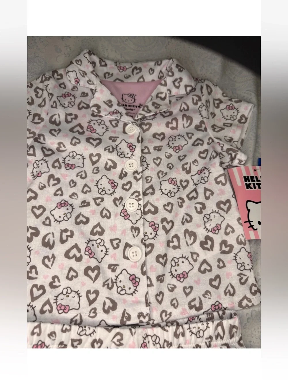 Hello Kitty Heart Infant 2 piece button down shorts set
